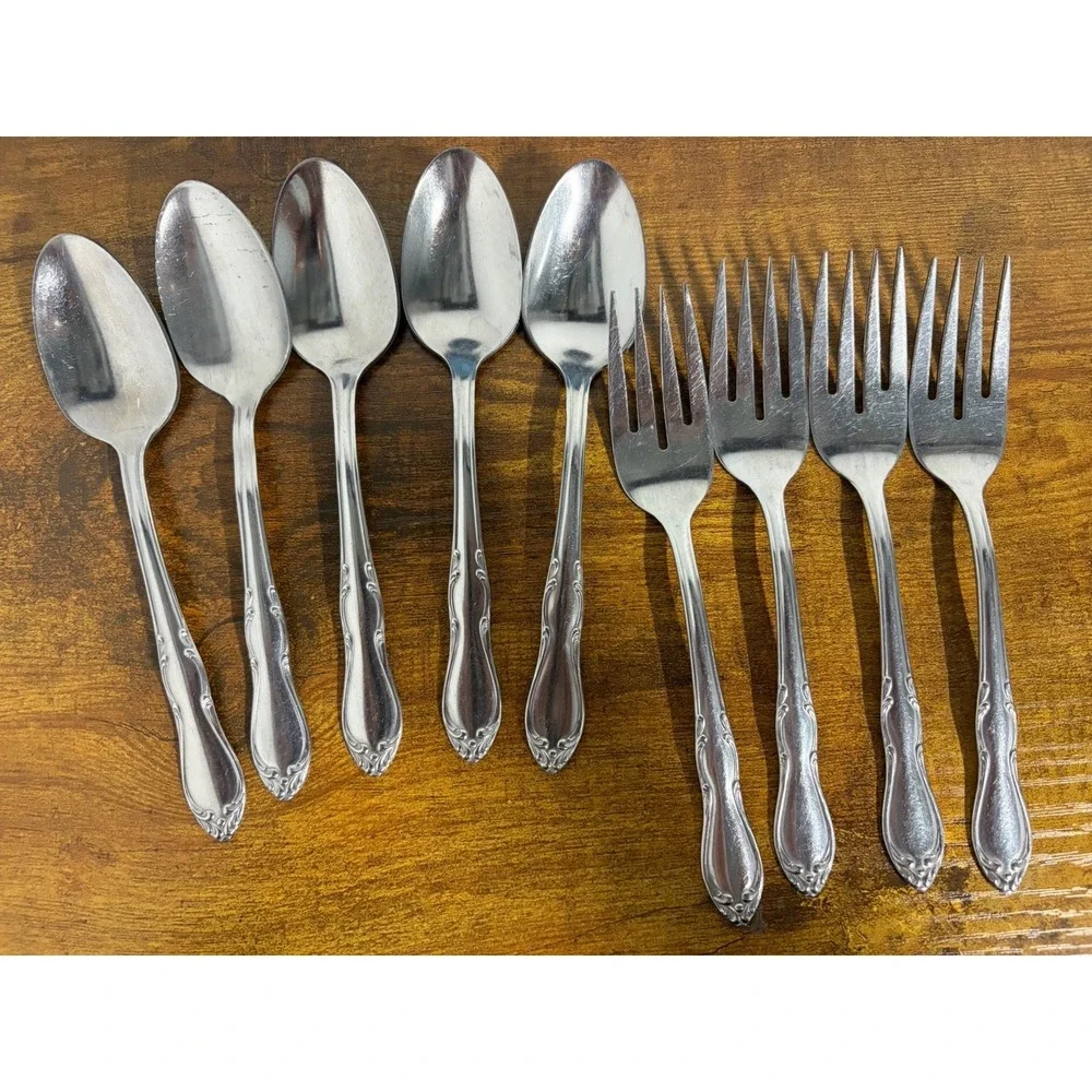 simeon l george h rogers oneida Silverware Lot Of 5 Spoons 4 Forks